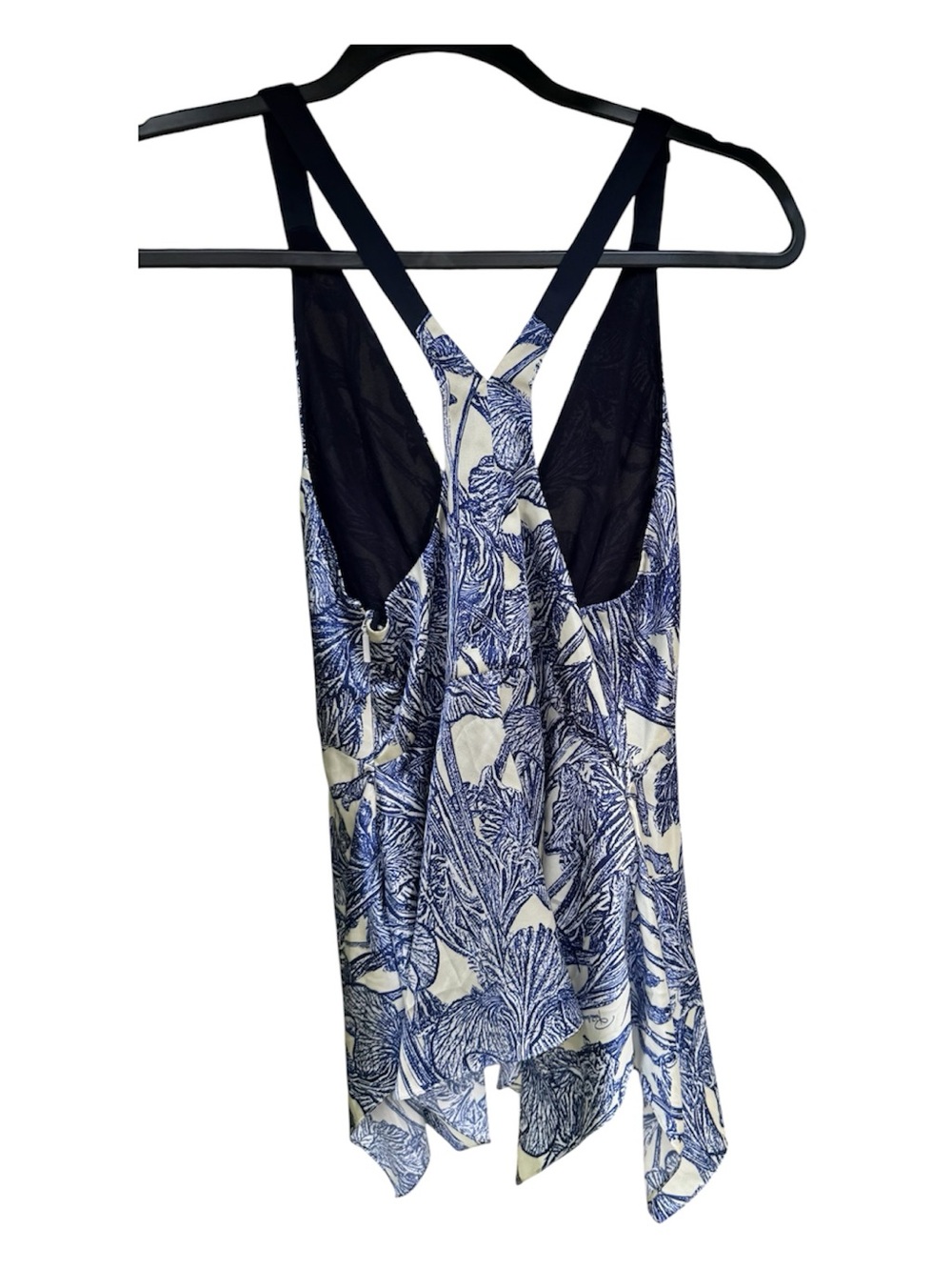 Roberto Cavalli Silk Blue and White Floral Tank Top - Picture 2 of 6
